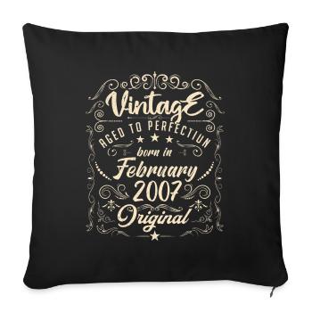 Vintage Born in February 2007 Anniversary February - Sofa pillowcase 17,3'' x 17,3'' (45 x 45 cm) - black - Front
