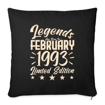 Naissance En Février 1993. Cadeau d'anniversaire. - Housse de coussin décorative 45 x 45 cm - noir - Devant