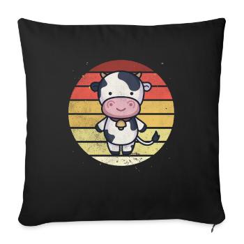 Retro Vintage Adorable Animal Cute Cow - Sofa pillowcase 17,3'' x 17,3'' (45 x 45 cm) - black - Front