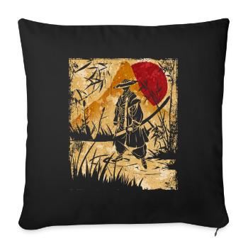 Samouraï Art Japonais Vintage Fighter Rétro - Housse de coussin décorative 45 x 45 cm - noir - Devant