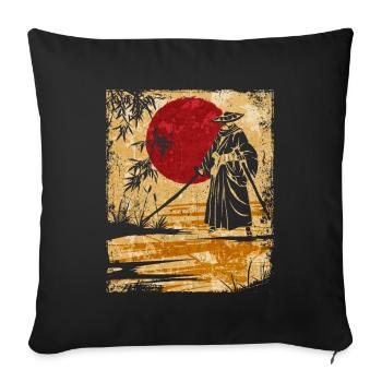 Samouraï Art Japonais Vintage Fighter Rétro - Housse de coussin décorative 45 x 45 cm - noir - Devant