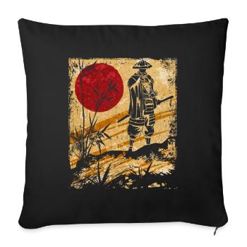 Samouraï Art Japonais Vintage Fighter Rétro - Housse de coussin décorative 45 x 45 cm - noir - Devant