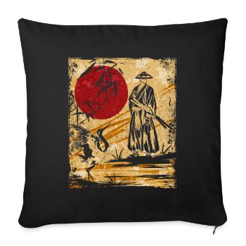 Samouraï Art Japonais Vintage Fighter Rétro - Housse de coussin décorative 45 x 45 cm - noir - Devant