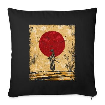 Samouraï Art Japonais Vintage Fighter Rétro - Housse de coussin décorative 45 x 45 cm - noir - Devant