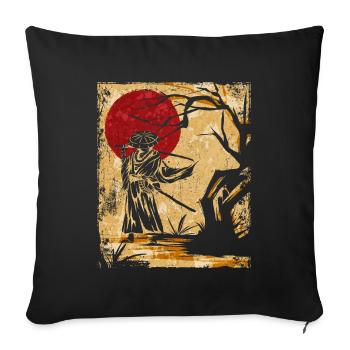Samouraï Art Japonais Vintage Fighter Rétro - Housse de coussin décorative 45 x 45 cm - noir - Devant
