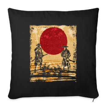 Samouraï Art Japonais Vintage Fighter Rétro - Housse de coussin décorative 45 x 45 cm - noir - Devant