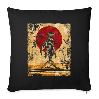 Samouraï Art Japonais Vintage Fighter Rétro - Housse de coussin décorative 45 x 45 cm - noir - Devant