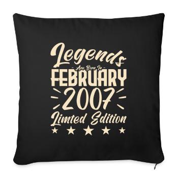 Naissance En Février 2007. Cadeau d'anniversaire. - Housse de coussin décorative 45 x 45 cm - noir - Devant