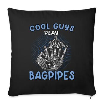 Boys play bagpipes Scottish bagpipe - Sofa pillowcase 17,3'' x 17,3'' (45 x 45 cm) - black - Front