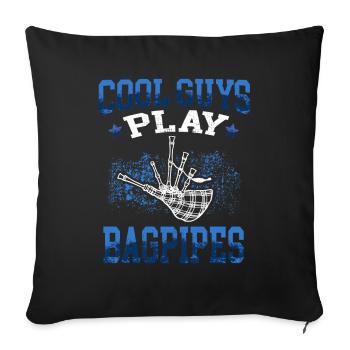 Boys play bagpipes Scottish bagpipe - Sofa pillowcase 17,3'' x 17,3'' (45 x 45 cm) - black - Front