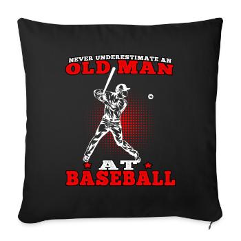 Vieil homme au baseball joueur de baseball joueur de baseball - Housse de coussin décorative 45 x 45 cm - noir - Devant