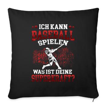 Baseball spielen Baseballer Baseballspieler - Sofakissenbezug 45 x 45 cm - Schwarz - Vorne