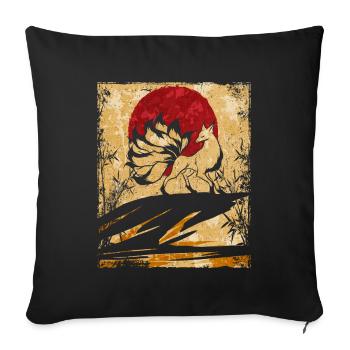 Nine-tailed Fox Japanese Retro Art - Sofa pillowcase 17,3'' x 17,3'' (45 x 45 cm) - black - Front