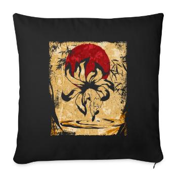 Nine-tailed Fox Japanese Retro Art - Sofa pillowcase 17,3'' x 17,3'' (45 x 45 cm) - black - Front