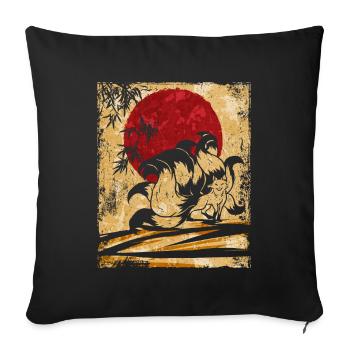 Nine-tailed Fox Japanese Retro Art - Sofa pillowcase 17,3'' x 17,3'' (45 x 45 cm) - black - Front