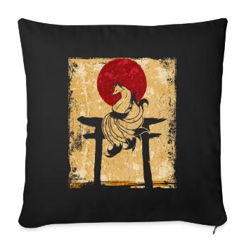 Nine-tailed Fox Japanese Retro Art - Sofa pillowcase 17,3'' x 17,3'' (45 x 45 cm) - black - Front