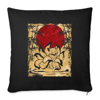 Nine-tailed Fox Japanese Retro Art - Sofa pillowcase 17,3'' x 17,3'' (45 x 45 cm) - black - Front