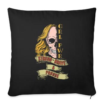 Strong International Womens Day Girl Skeleton - Sofa pillowcase 17,3'' x 17,3'' (45 x 45 cm) - black - Front