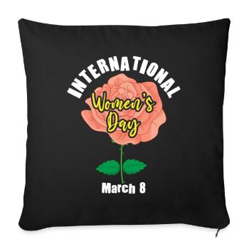 Rose Floral March 8 International Womens Day - Sofa pillowcase 17,3'' x 17,3'' (45 x 45 cm) - black - Front