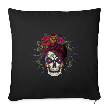 Skeleton Sugar Bone Floral Journée internationale de la femme - Housse de coussin décorative 45 x 45 cm - noir - Devant
