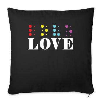 Love Braille Alphabet Braille Language Letters - Sofa pillowcase 17,3'' x 17,3'' (45 x 45 cm) - black - Front