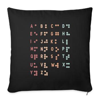 Retro Letter Braille Language Braille Alphabet - Sofa pillowcase 17,3'' x 17,3'' (45 x 45 cm) - black - Front