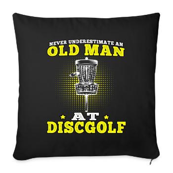 Disc Golf Old Man at Discgolf Discgolfer - Sofa pillowcase 17,3'' x 17,3'' (45 x 45 cm) - black - Front