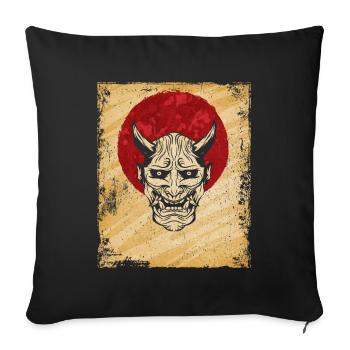 Oni Mask Japanese Art Vintage Fighter Retro - Sofa pillowcase 17,3'' x 17,3'' (45 x 45 cm) - black - Front