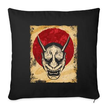 Oni Mask Japanese Art Vintage Fighter Retro - Sofa pillowcase 17,3'' x 17,3'' (45 x 45 cm) - black - Front