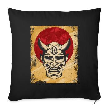 Oni Mask Japanese Art Vintage Fighter Retro - Sofa pillowcase 17,3'' x 17,3'' (45 x 45 cm) - black - Front