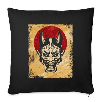 Oni Mask Japanese Art Vintage Fighter Retro - Sofa pillowcase 17,3'' x 17,3'' (45 x 45 cm) - black - Front