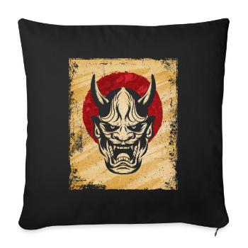 Oni Mask Japanese Art Vintage Fighter Retro - Sofa pillowcase 17,3'' x 17,3'' (45 x 45 cm) - black - Front