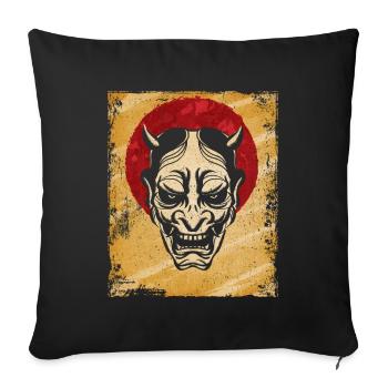 Oni Mask Japanese Art Vintage Fighter Retro - Sofa pillowcase 17,3'' x 17,3'' (45 x 45 cm) - black - Front