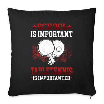 Le tennis de table est un jeune joueur important de tennis de table - Housse de coussin décorative 45 x 45 cm - noir - Devant