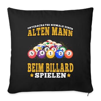 Billard Alter Mann beim Billiard spielen Snooker - Sofakissenbezug 45 x 45 cm - Schwarz - Vorne