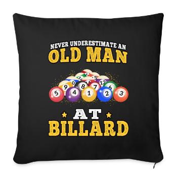 Billard Alter Mann beim Billiard spielen Snooker - Sofakissenbezug 45 x 45 cm - Schwarz - Vorne