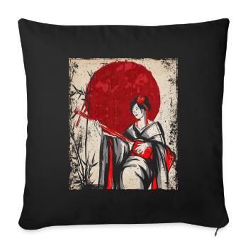 Geisha Art Japonais Vintage Rétro Femmes - Housse de coussin décorative 45 x 45 cm - noir - Devant