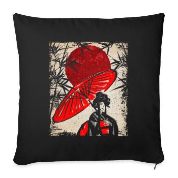 Geisha Art Japonais Vintage Rétro Femmes - Housse de coussin décorative 45 x 45 cm - noir - Devant