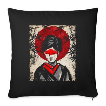 Geisha Art Japonais Vintage Rétro Femmes - Housse de coussin décorative 45 x 45 cm - noir - Devant