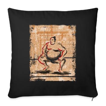 Sumo Ringer Japanische Kunst Vintage Retro - Sofakissenbezug 45 x 45 cm - Schwarz - Vorne