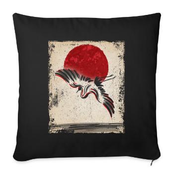 Crane Art Art Japonais Vintage Rétro - Housse de coussin décorative 45 x 45 cm - noir - Devant