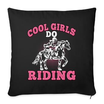 Cool Girls Riding on Horse Rider Rider - Sofa pillowcase 17,3'' x 17,3'' (45 x 45 cm) - black - Front