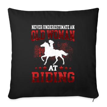 Old woman riding horse rider rider - Sofa pillowcase 17,3'' x 17,3'' (45 x 45 cm) - black - Front