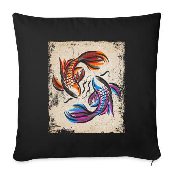 Koi Carp Art Japonais Art Vintage Rétro - Housse de coussin décorative 45 x 45 cm - noir - Devant