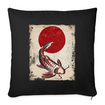 Koi Carp Art Japonais Art Vintage Rétro - Housse de coussin décorative 45 x 45 cm - noir - Devant