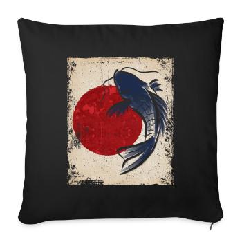 Koi Carp Art Japonais Art Vintage Rétro - Housse de coussin décorative 45 x 45 cm - noir - Devant
