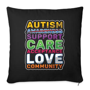 Support Care Love Colorful Puzzle Autism Awareness - Sofa pillowcase 17,3'' x 17,3'' (45 x 45 cm) - black - Front