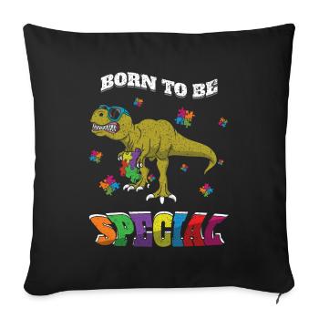 Dinosaur Born Special Puzzle Autism Awareness - Sofa pillowcase 17,3'' x 17,3'' (45 x 45 cm) - black - Front