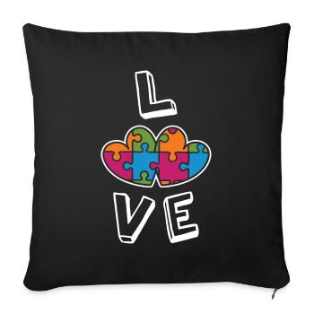 Love Puzzle Colorful April Autism Awareness - Housse de coussin décorative 45 x 45 cm - noir - Devant
