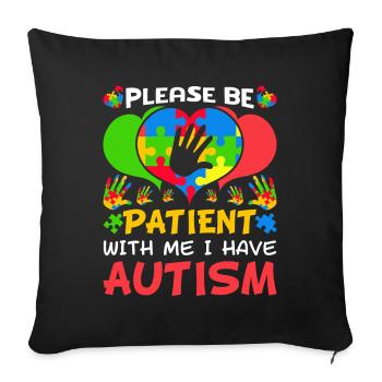 Patient Puzzle Heart Have Autism Awareness - Housse de coussin décorative 45 x 45 cm - noir - Devant